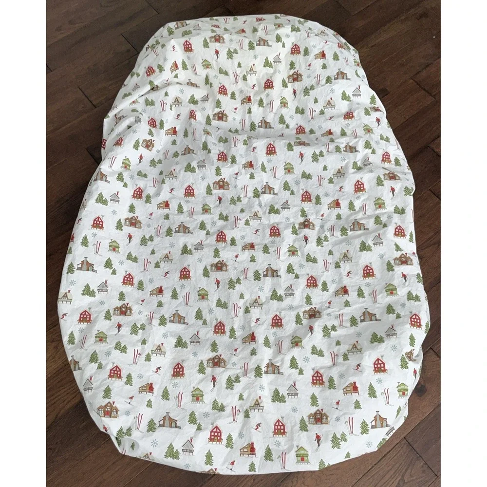 Pottery Barn Ski Lodge Twin XL Fitted Sheet Organic Cotton Holiday Christmas